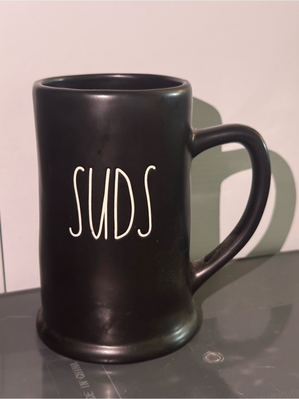 Rae Dunn SUDS Black Matte Beer Stein Mug Large Coffee Mug Bar Decor